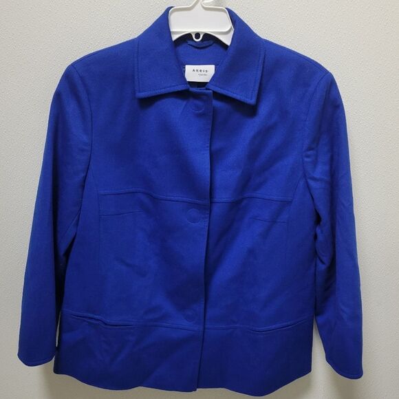 Akris Punto Wool Coat Jacket Electric Blue Size 14 - Picture 1 of 8